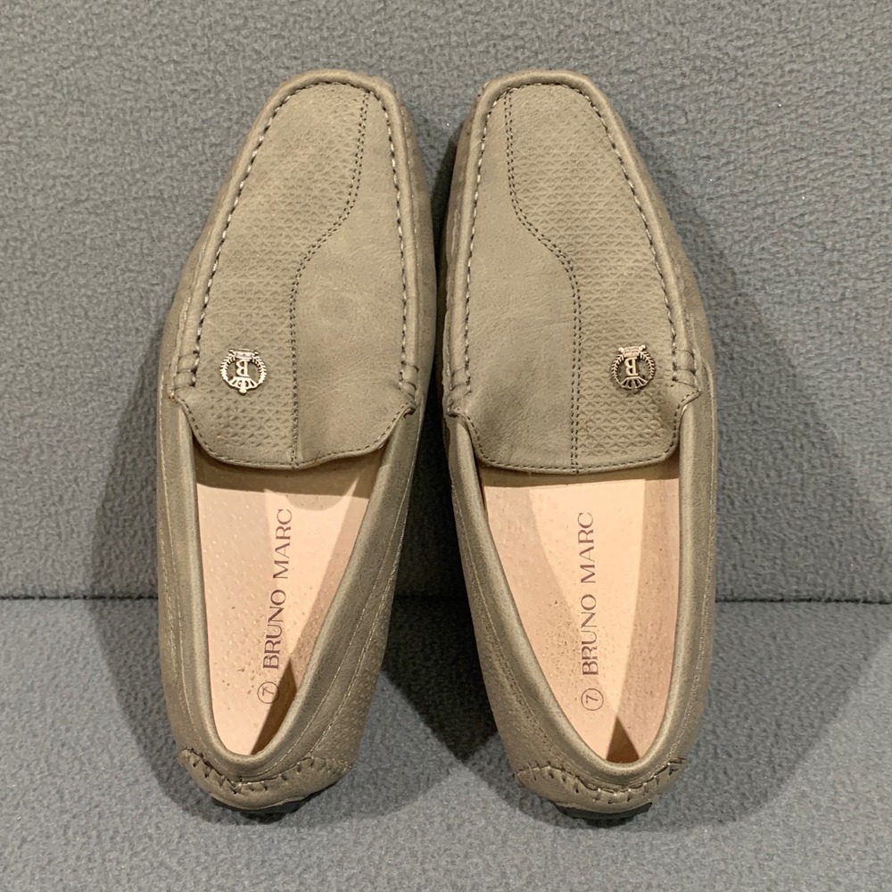 Bruno Marc Mens Gray Textured Faux Leather Driving Loafers Moccasins‎ Shoes Sz 7